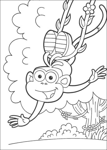 Boots Swinging Coloring Page